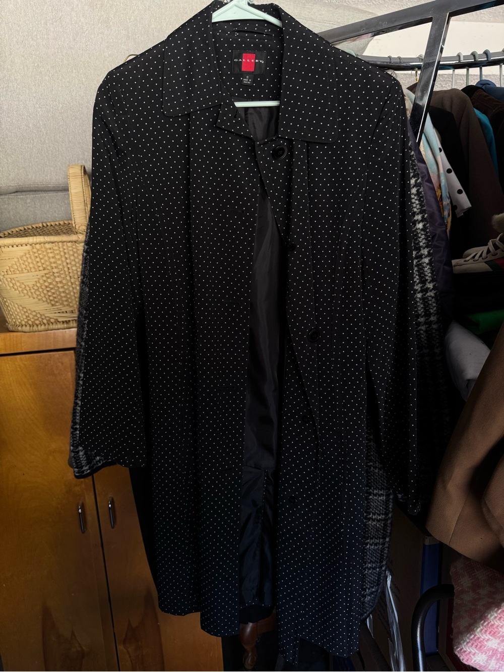 Gallery Black Polka Dot Trench Coat